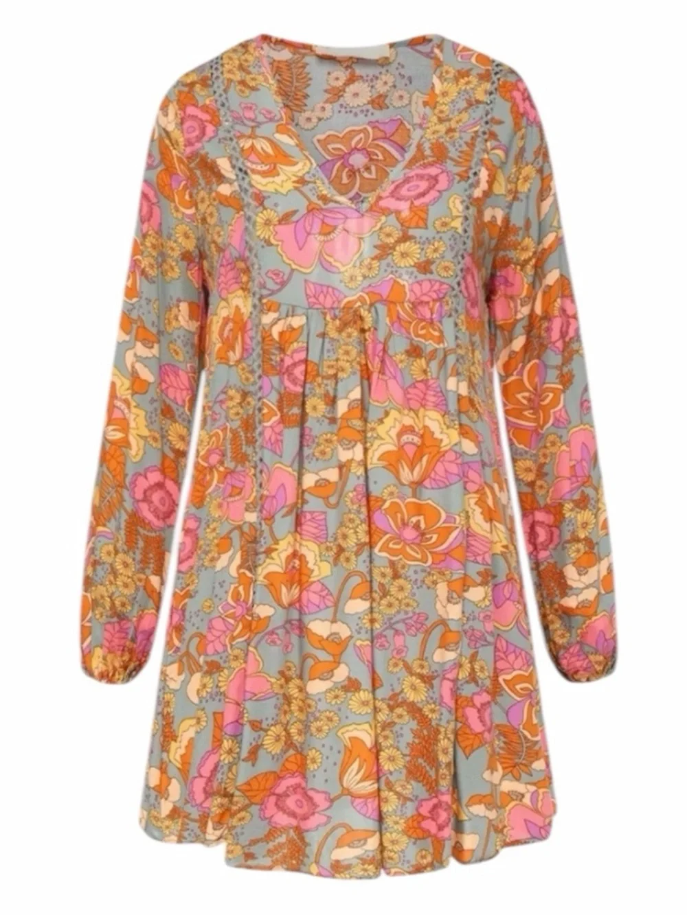 Bohemian Kaleidoscope Floral Print Mini Dress NWT - Picture 4 of 5